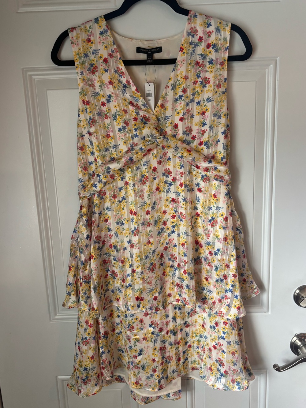 Banana Republic Yellow Floral Twist-Front Mini Dress